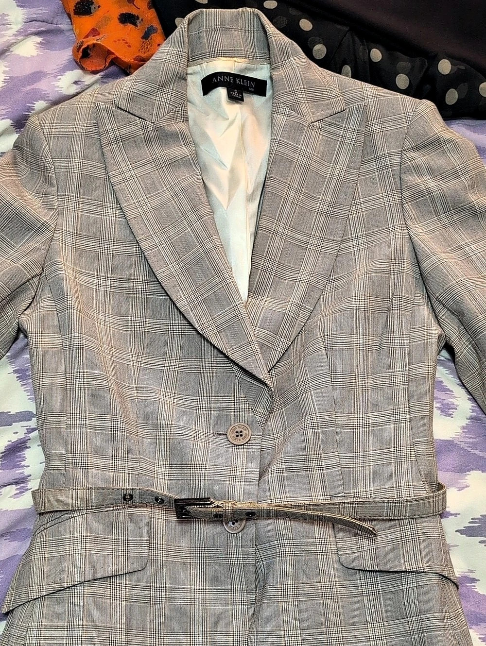 Anne Klein Plaid Skirt Suit Set